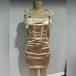 Dress size large women gold coset mini